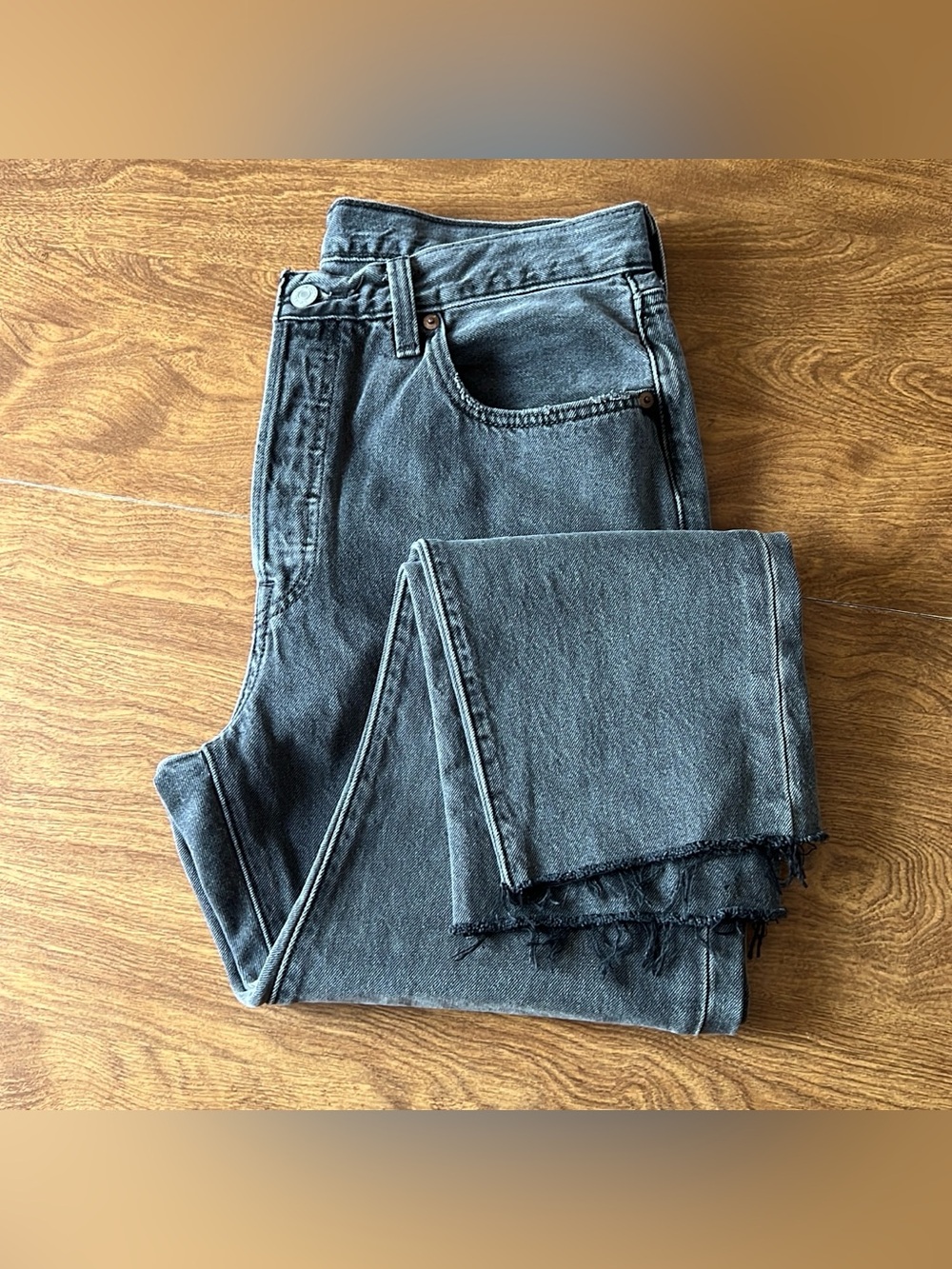 Levi’s 501 Dark Wash Charcoal Straight Leg 100% Cotton Ankle Denim Jeans Size 32